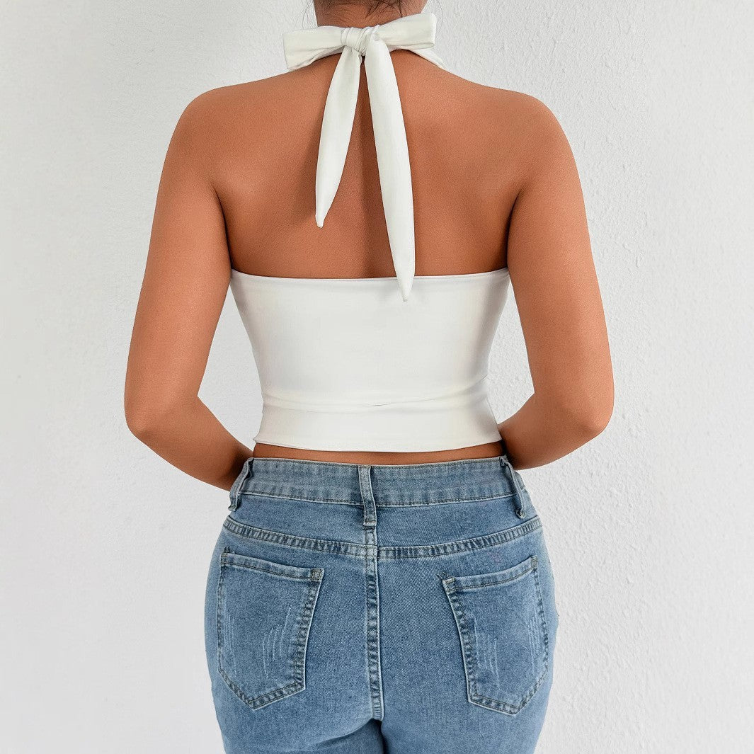 Crop Top Femme Col V Dos Nu - Style Fashion Tendance