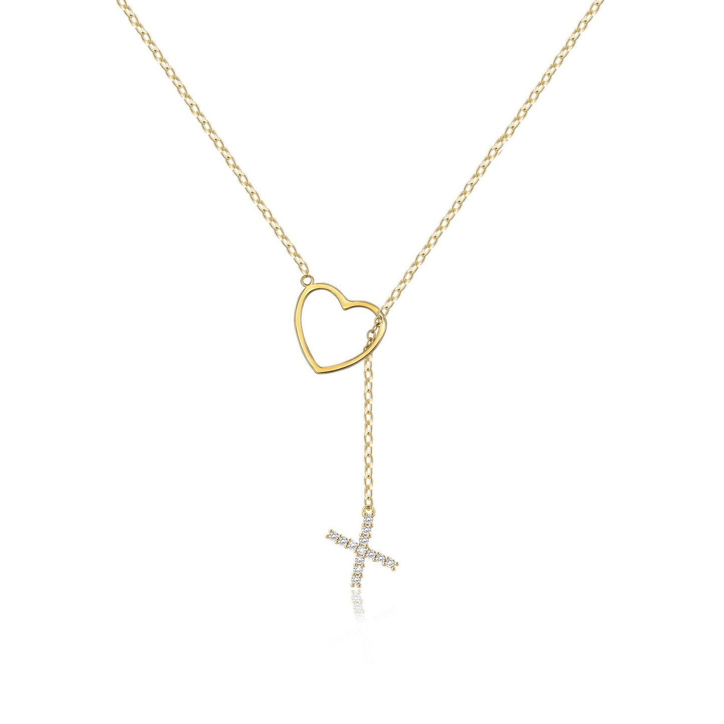 Glamourous Initial Pendant Gold Zircon - 26 English Letters