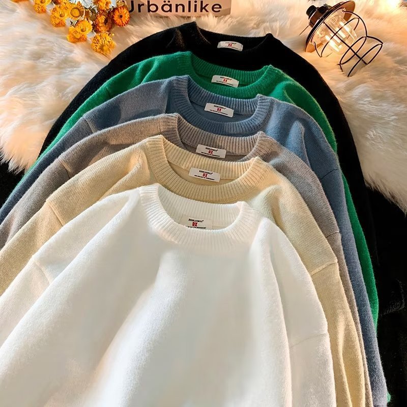 Pull Homme Col Rond Loose Fit - Sweater Simple Printemps Automne