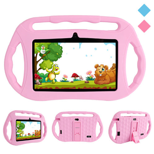 Tableta infantil de 7 pulgadas con Android 10, 16 GB, procesador de cuatro núcleos para uso educativo.