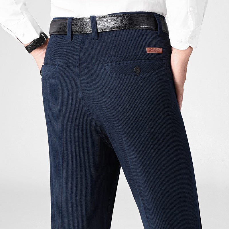 Pantalon Velours Côtelé Homme Automne-Hiver - Taille Haute Confort Senior 50 ans+
