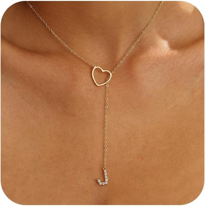 Glamourous Initial Pendant Gold Zircon - 26 English Letters