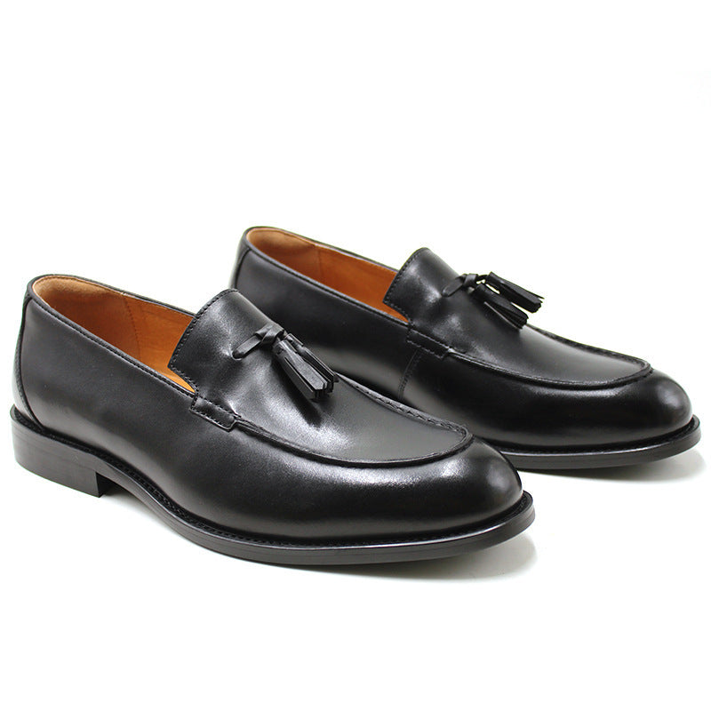 Men's British Style Tassel Leather Loafers - Elegant High End