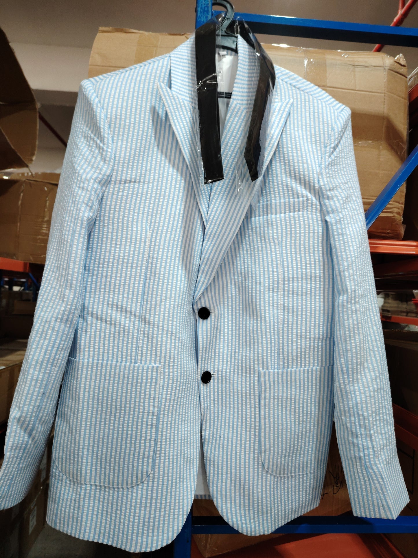 Costume Homme Seersucker Rayé 2 Pièces - Style Été Élégant