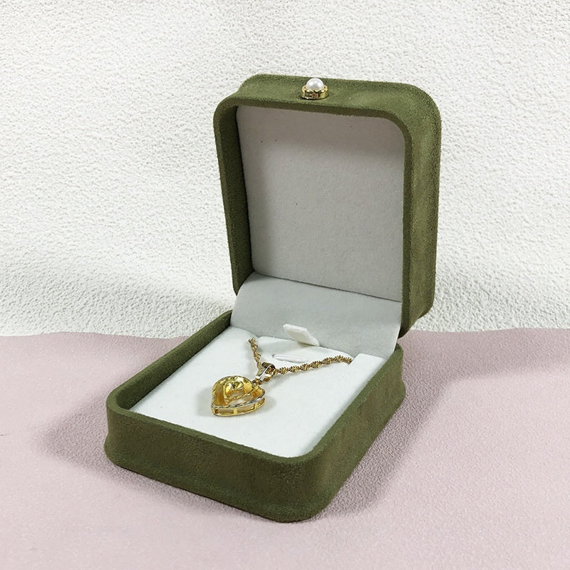 Écrin Bijoux Velours avec Boucle Perle - Boîte Rangement Élégante