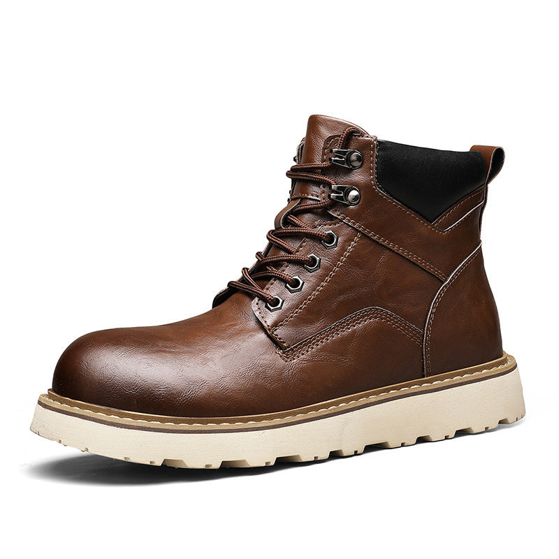 Boots Homme Montantes Plateforme - Chaussures Moto Sport Worker Style