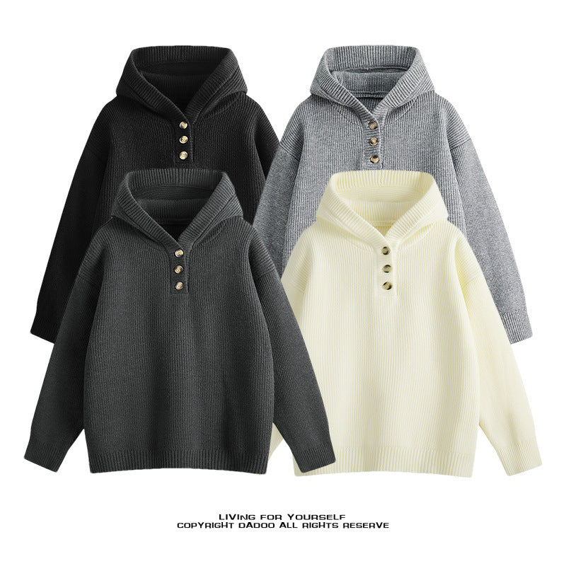 Pull Homme à Capuche Loose Fit - Tricot Oversize Style Décontracté