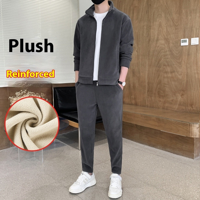 Ensemble Homme Sport Cardigan Chaud - Survêtement Décontracté avec Sac