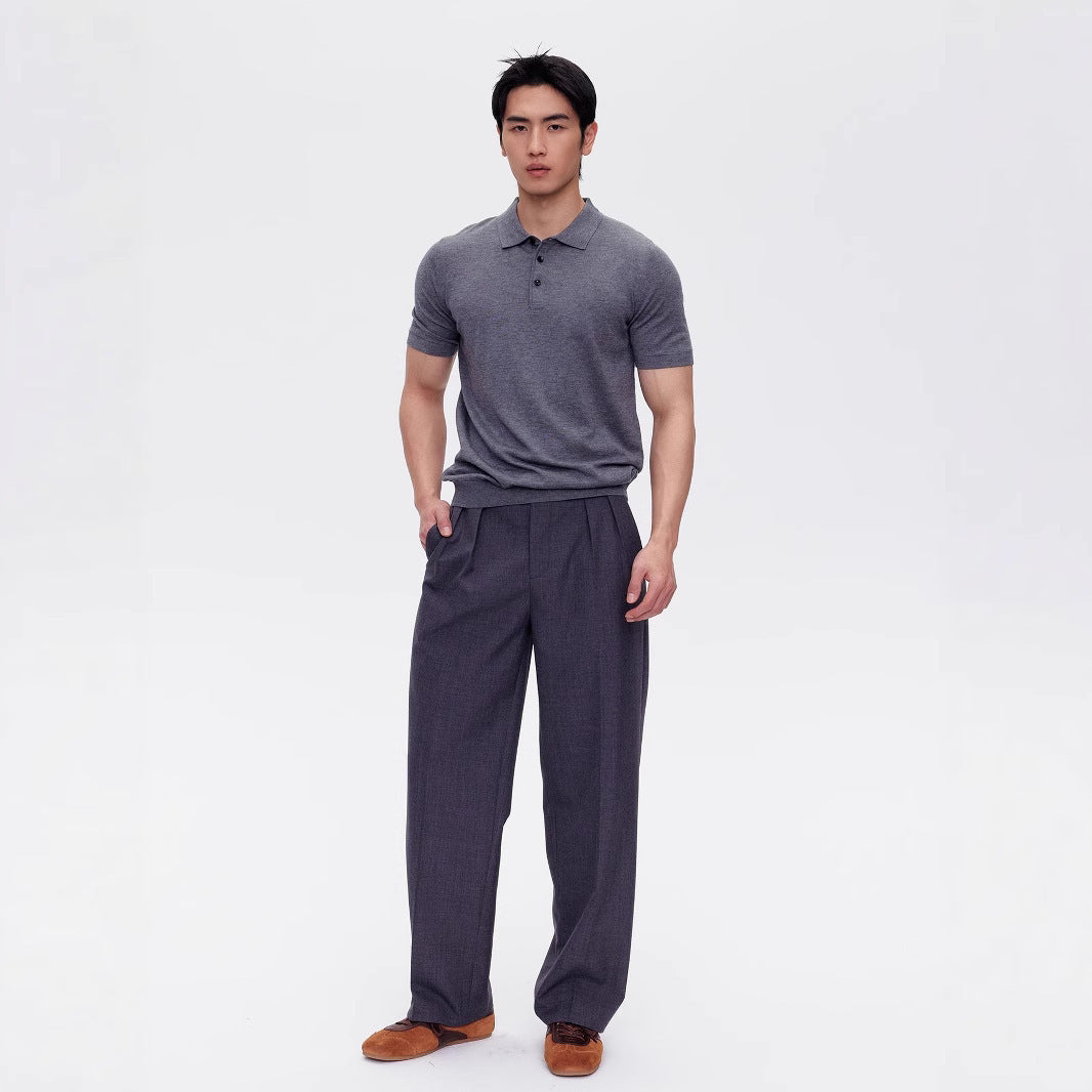 Polo Homme Manches Courtes Tricot Col Polo - T-Shirt Casual Été