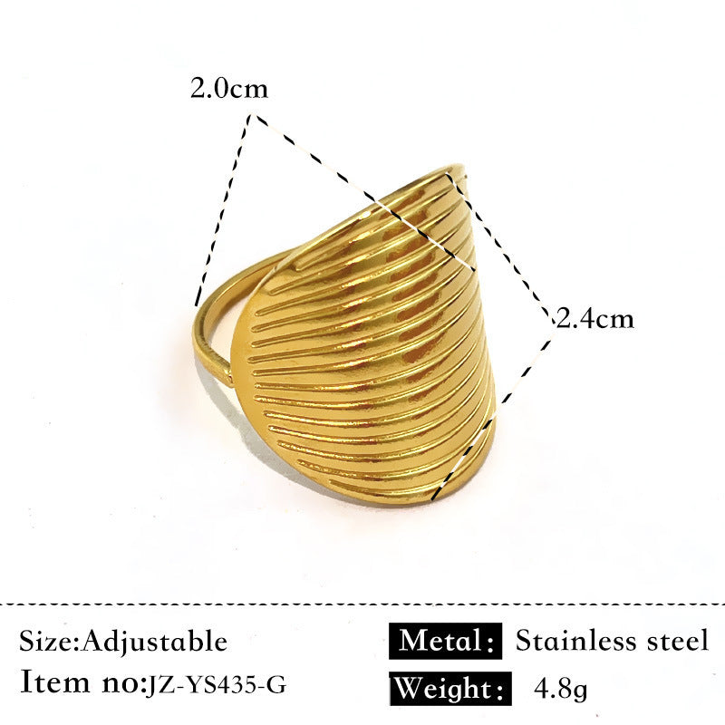 Bague Acier Inoxydable Plaqué Or 18K - Anneau Simple Brillant Élégant Femme