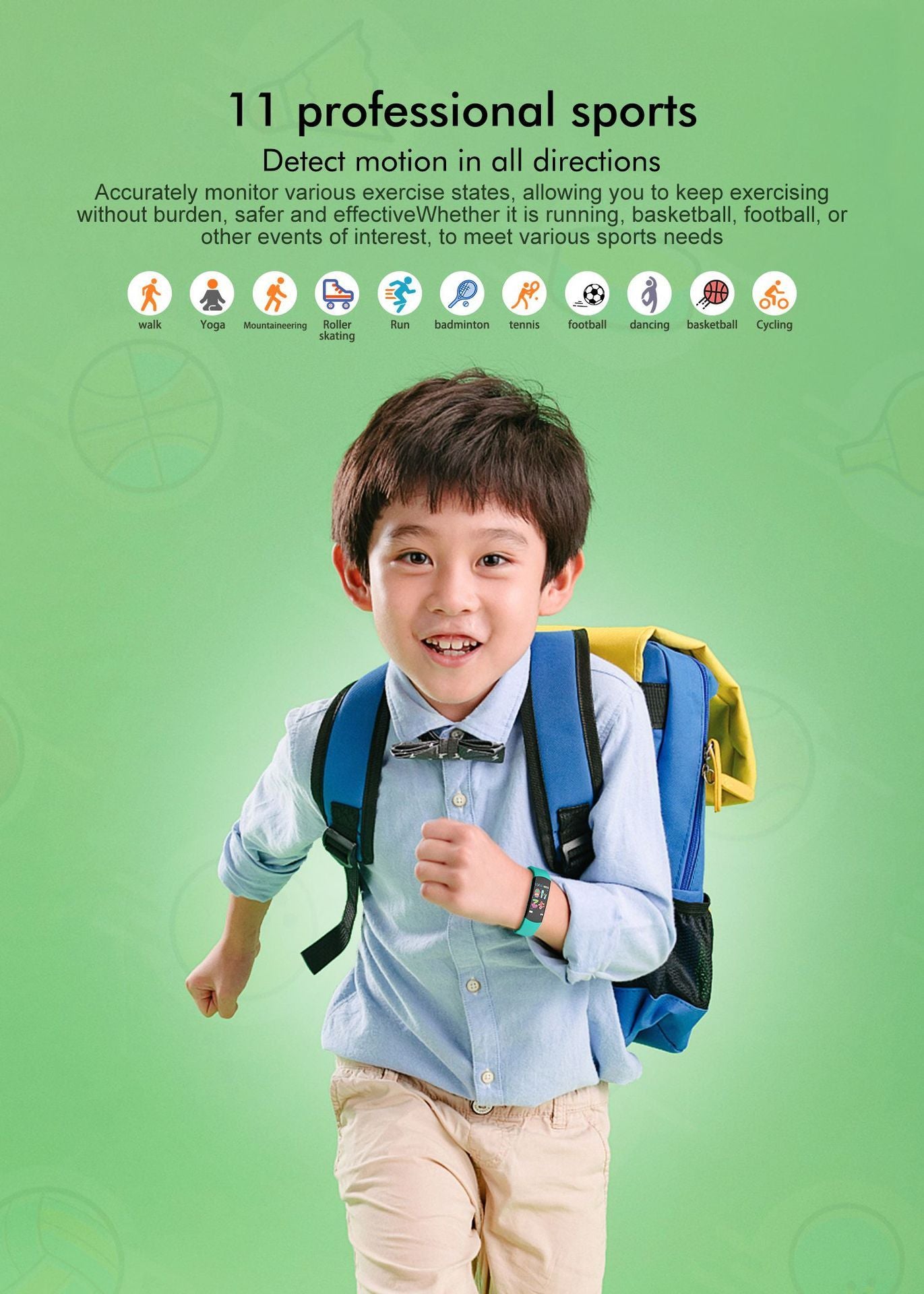 Kids Smart Bracelet - Heart Rate and Oxygen Monitor with Pedometer for Sports