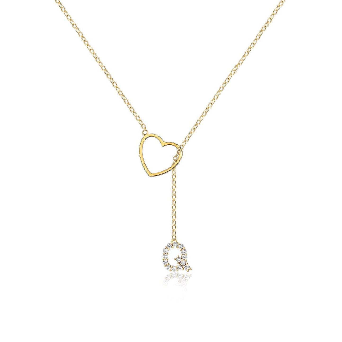 Glamourous Initial Pendant Gold Zircon - 26 English Letters