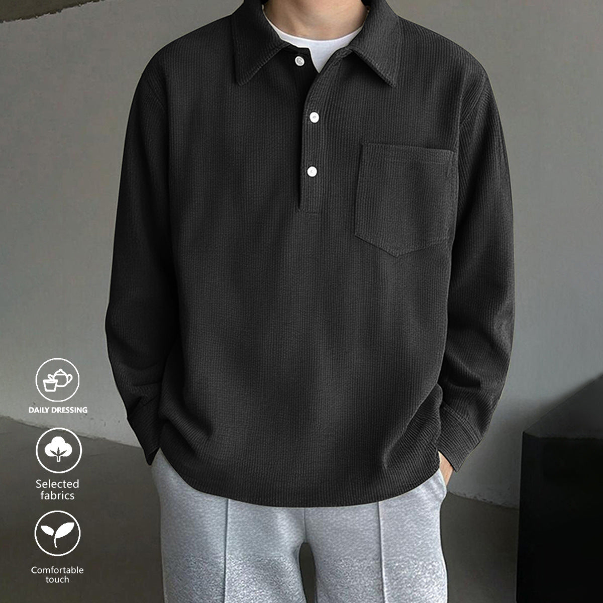 T-shirt Homme Casual Rétro Américain - Polyester Loose Fit