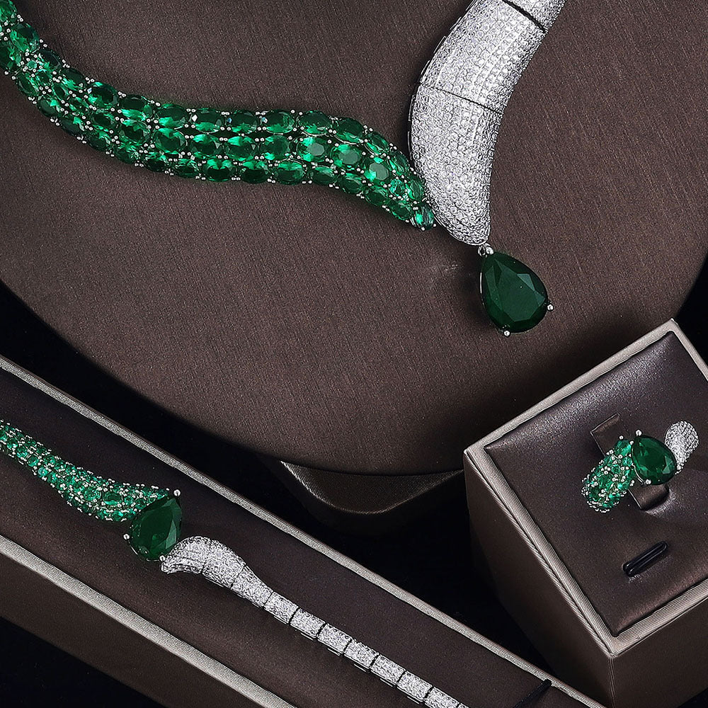 4 Piece Jewelry Set - Necklace Earrings Ring Bracelet