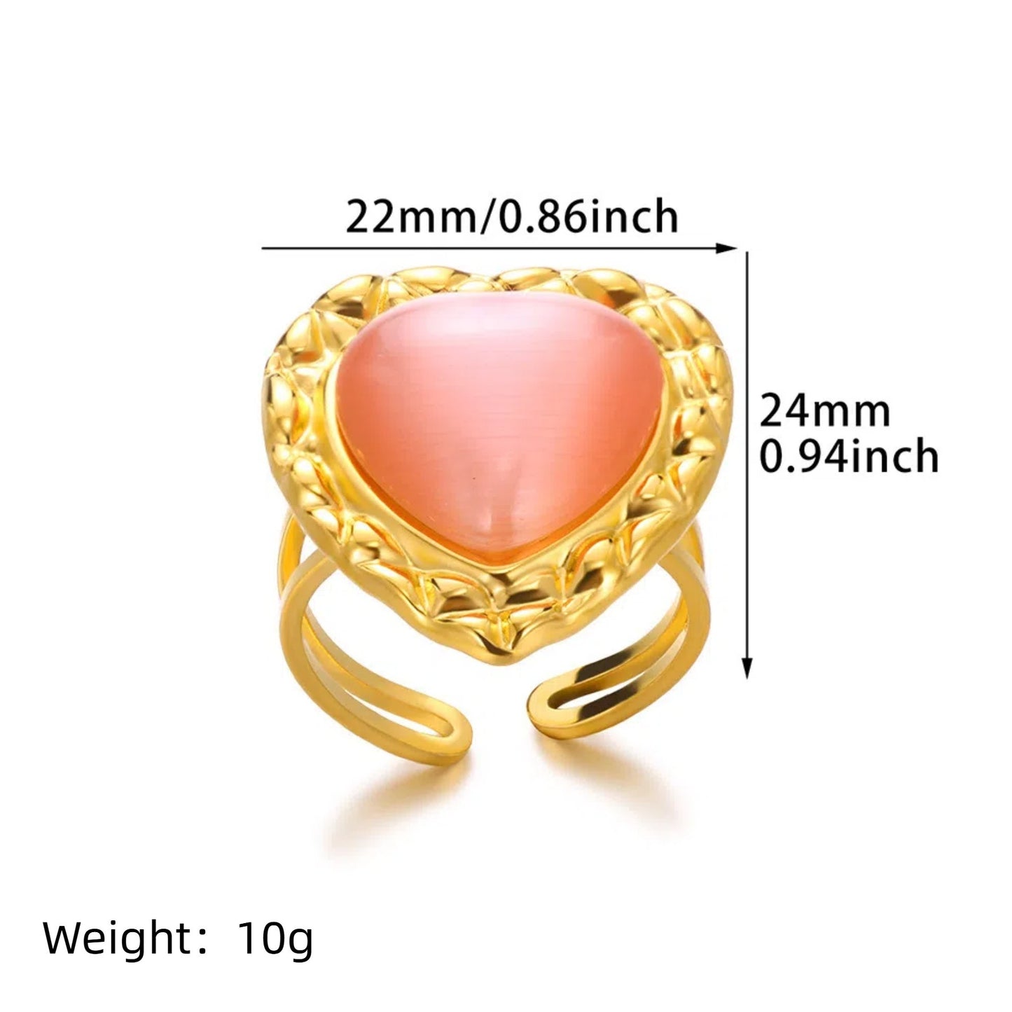 Bague Cœur Acier Inoxydable Rétro - Pendentif Suspendu Personnalité Polyvalente