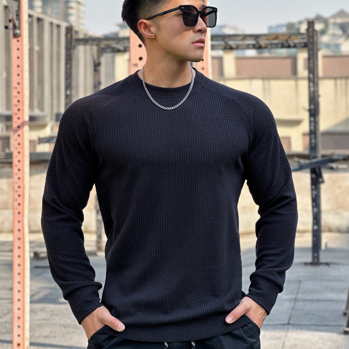 Pull Homme Col Rond Grande Taille - Pullover Casual Manches Longues