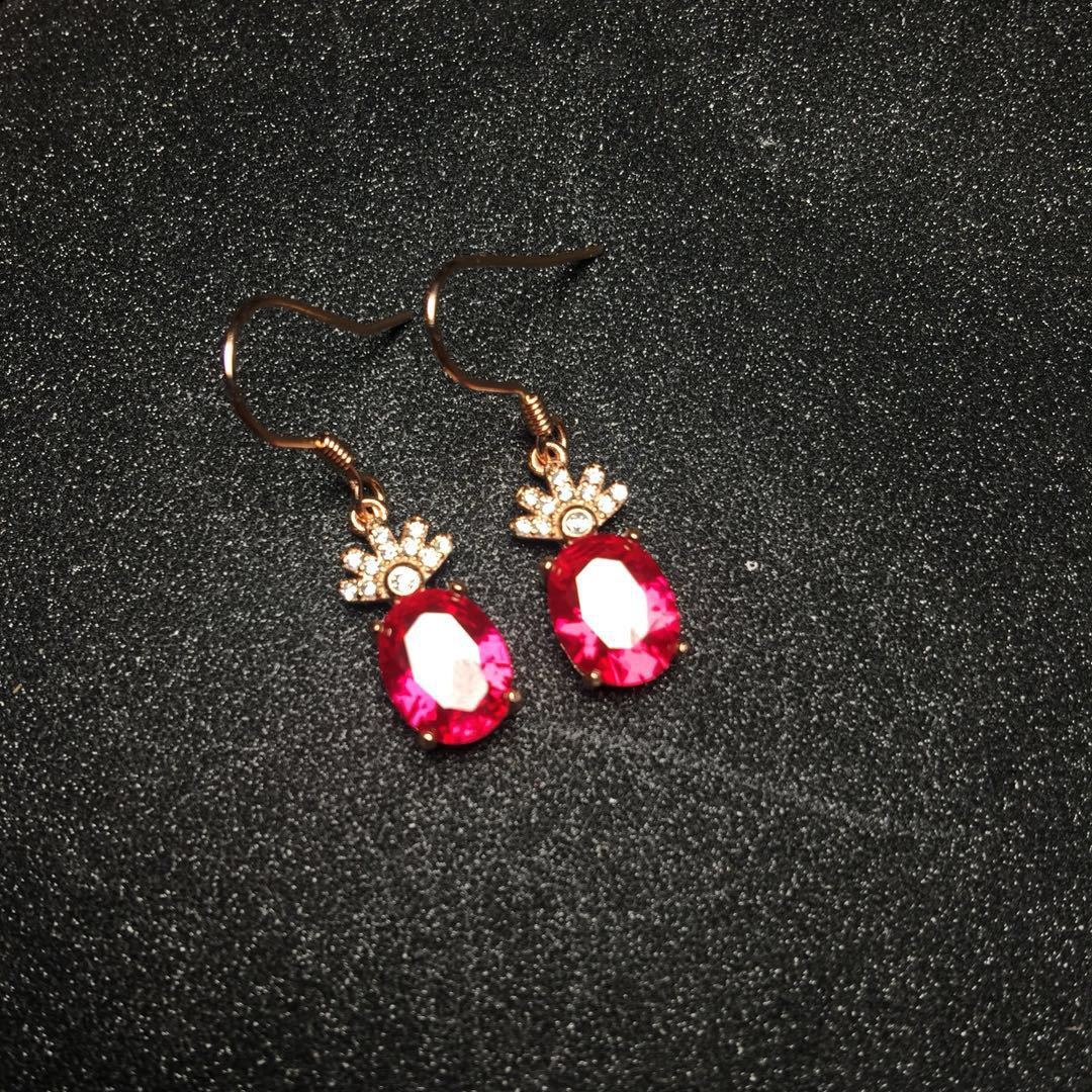 Silver Jewelry Set - Red Corundum and Amethyst