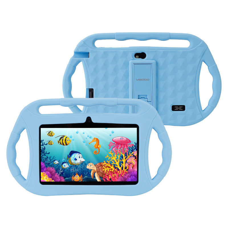 Tableta infantil de 7 pulgadas con Android 10, 16 GB, procesador de cuatro núcleos para uso educativo.