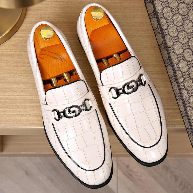 Men's Leather Shoes with Metallic Bits - Business Casual Style